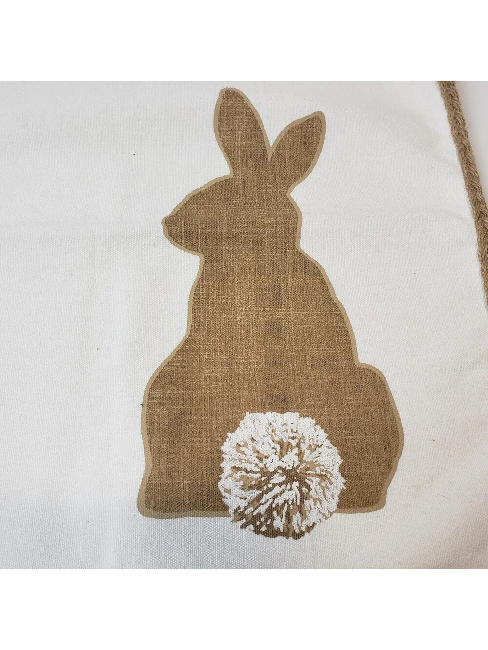 Cotton Linen Square Pillow Cover Bunny Rabbit Braided Twine Trim Ashler 18